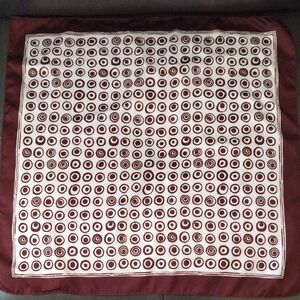 Brown and White Circle Patterned Scarf